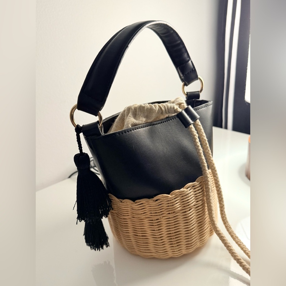 Aldo Black and Tan Woven Bag
